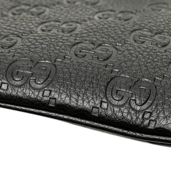 Gucci GG Emblem Chain Shoulder Bag Black Leather - Picture 5 of 10